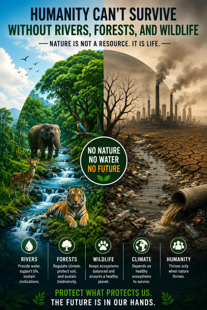 humanity cant survive without rivers and mountains infographic