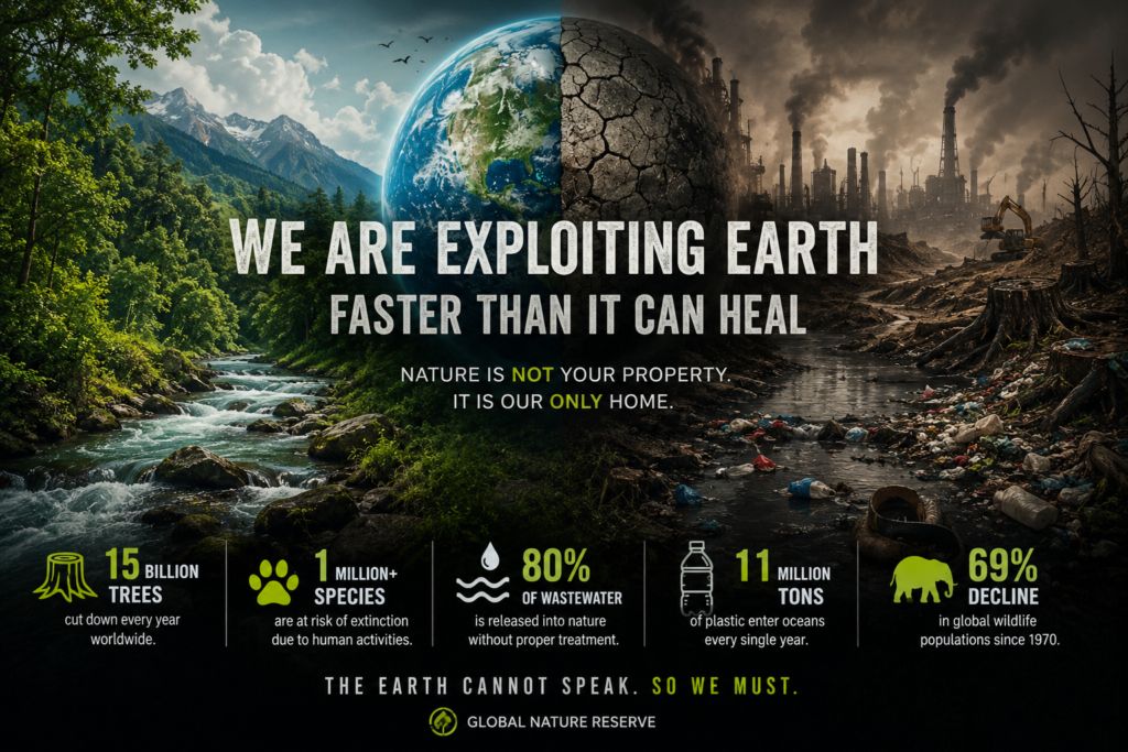 infographic of human exploitation of eath